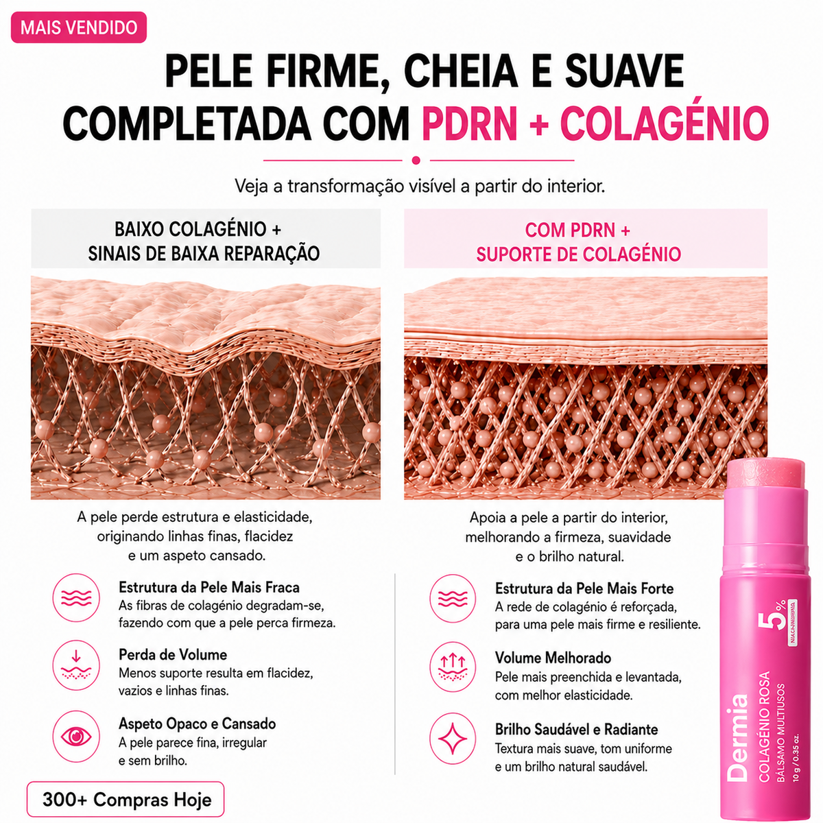 Bastão Facial Coreano de Colagénio e Reparação Instantânea